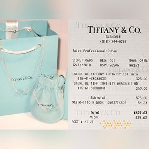 Tiffany & Co Sterling Blue Enamel Infiniti Pendant and Matching Bracelet